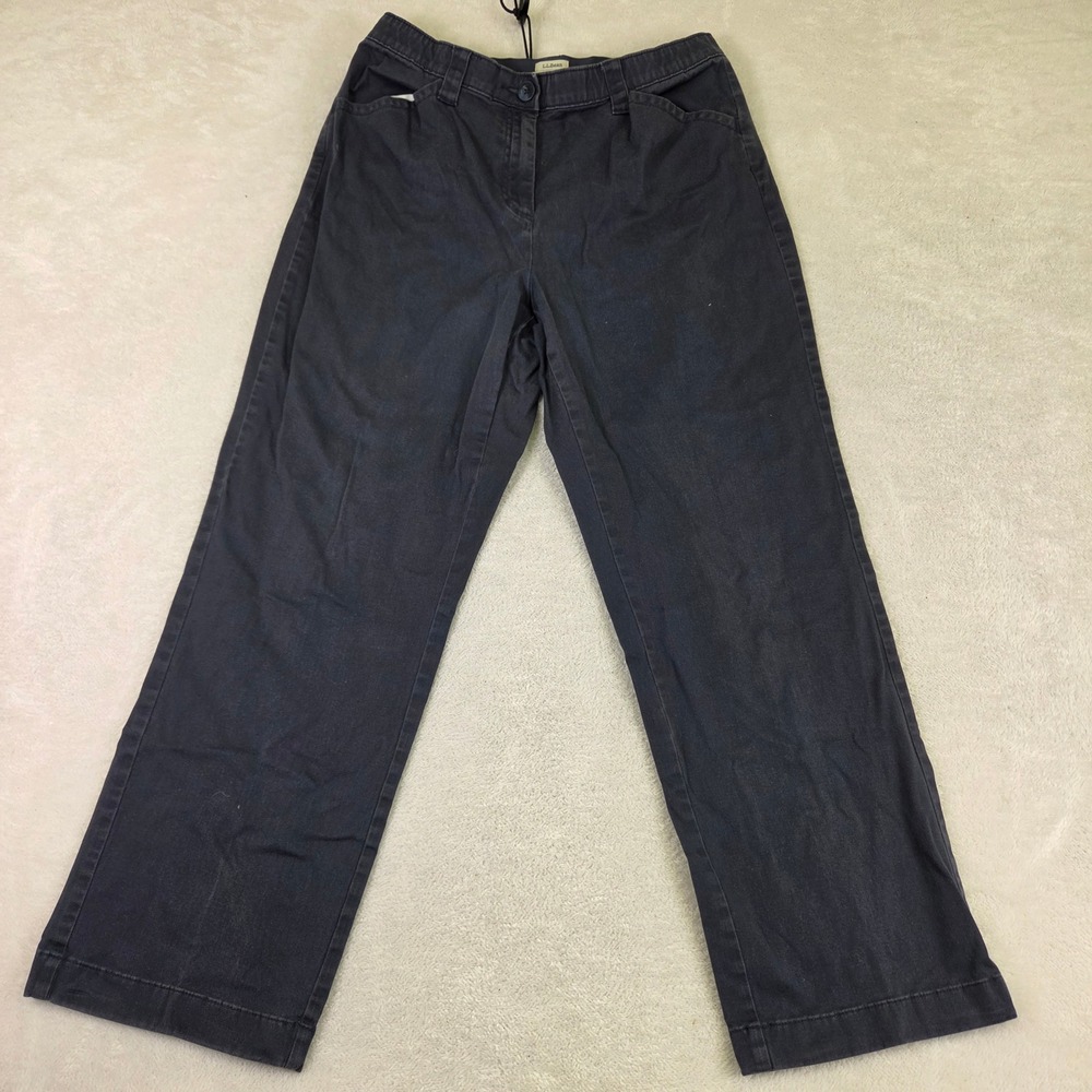 LL Bean Classic Fit Navy Blue Straight Leg Chino Pants Womens Size 14 Regular
